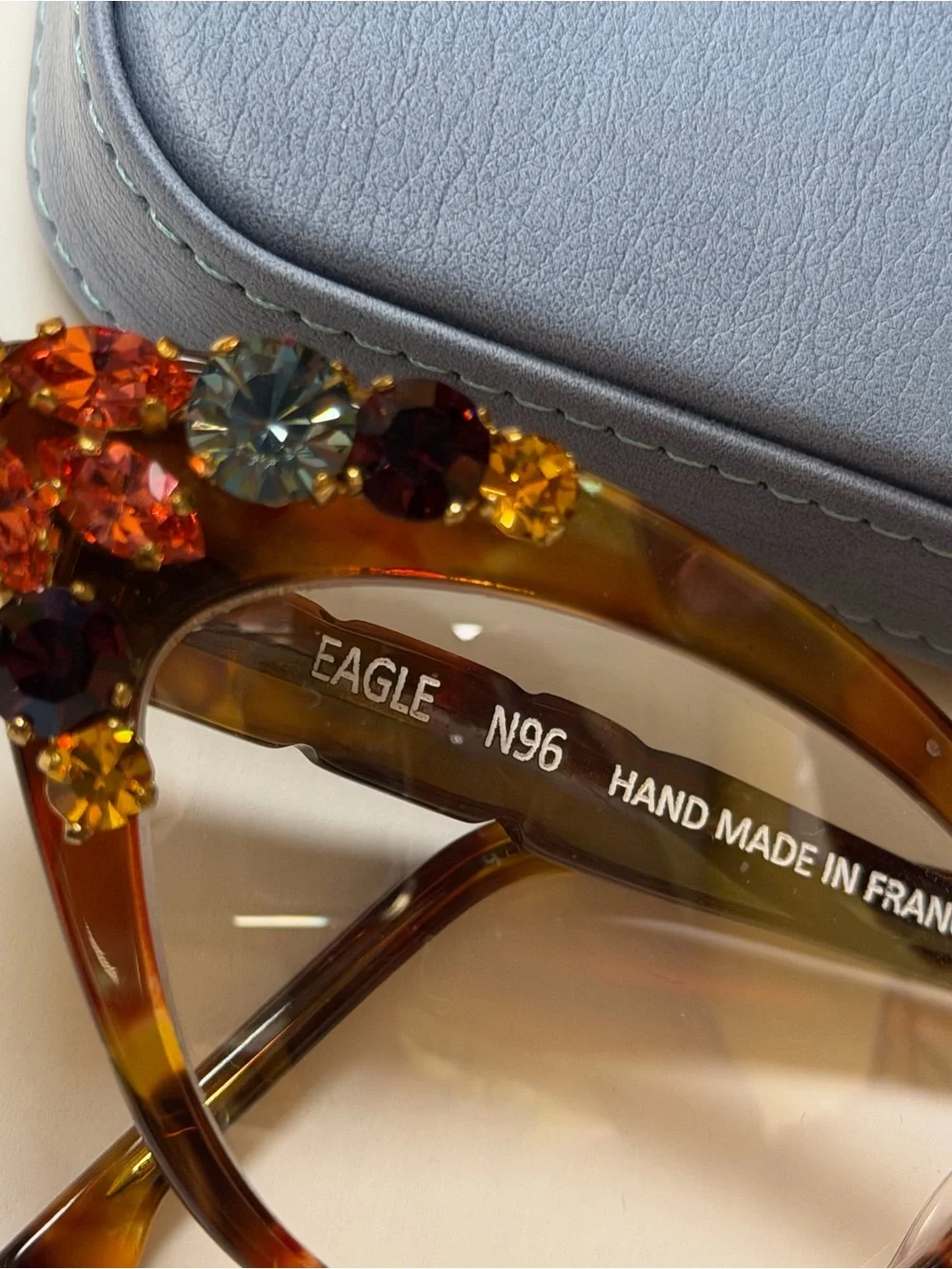 Francis Klein Women's Tortoiseshell Cat-Eye Glasses with Decorative Accents